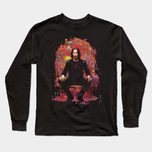 Keanu Reeves Psychedelic Zen Mediation Long Sleeve T-Shirt